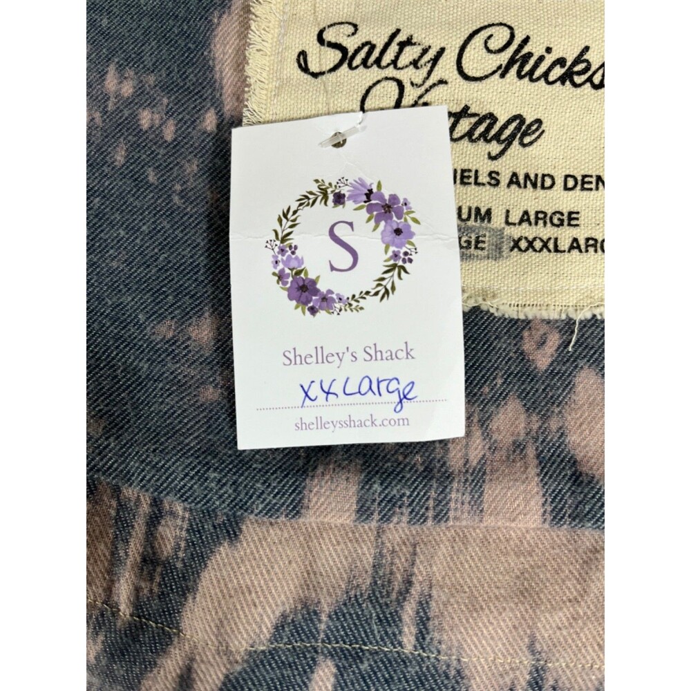 NWT Salty Chick Vintage Custom Bleach XXL Flannel Shirt Button Up Long Sleeve - Picture 9 of 12
